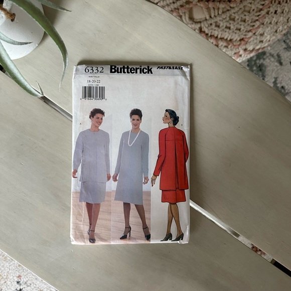 Vintage Butterick 6332 Office Fast Easy Dress & Jacket Sewing Pattern 18, 20, 22 - Picture 4 of 5